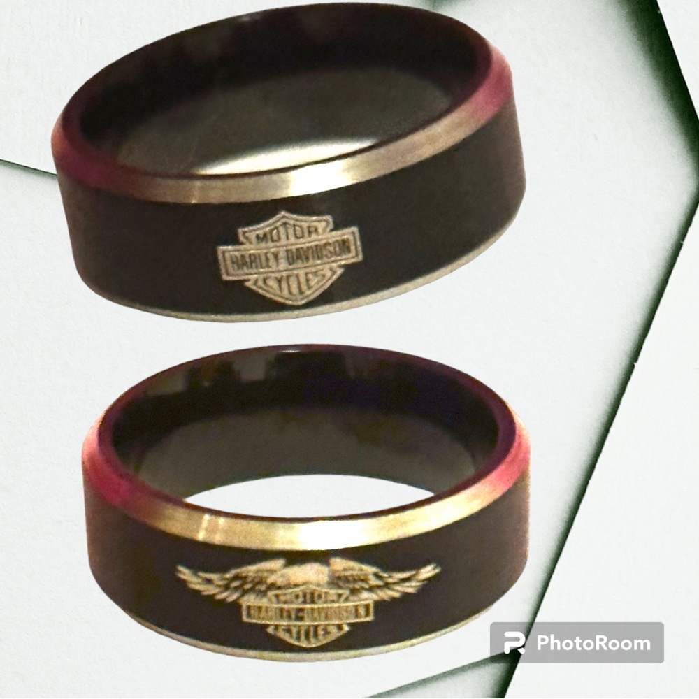 Size 13 black color motorcycle titanium 8mm ring.